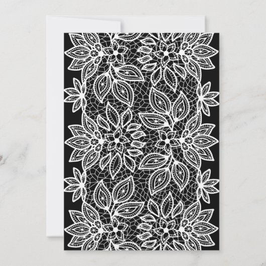 白黒レースランジェリーシャワー招待状 招待状 (裏面)