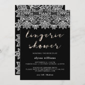 白黒レースランジェリーシャワー招待状 招待状 (正面/裏面)