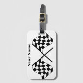 白黒レース市松模様にフラグ ラゲッジタグ (正面縦)