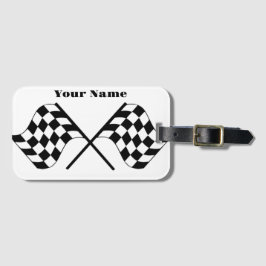 白黒レース市松模様にフラグ ラゲッジタグ