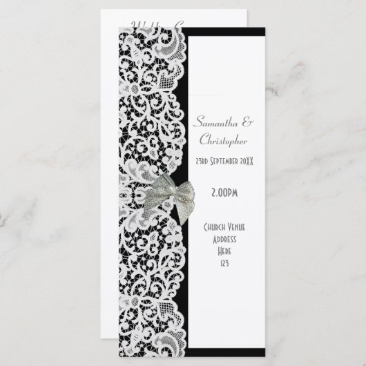 白黒レース教会の結婚式プログラム プログラム (正面/裏面)