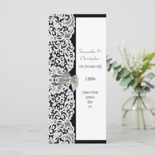 白黒レース教会の結婚式プログラム プログラム (スタンド正面)