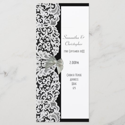 白黒レース教会の結婚式プログラム プログラム (正面)