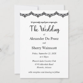 白黒レース結婚式招待状 招待状