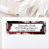 白黒レース赤アクセント結婚式ラベル ラベル (インサイチュ)
