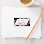 白黒レース赤アクセント結婚式ラベル ラベル (インサイチュ)