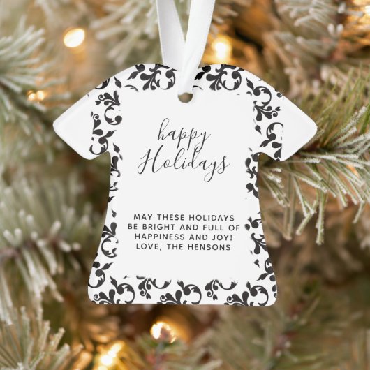白黒ロココハッピーホリデーズスクリプト オーナメント (ツリー)