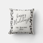 白黒ロココハッピーホリデーズスクリプト クッション (正面)