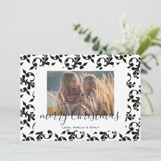 白黒ロココメリークリスマススクリプト写真 シーズンカード (スタンド正面)