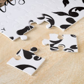 白黒ロココメリークリスマススクリプト写真 ジグソーパズル (側面)