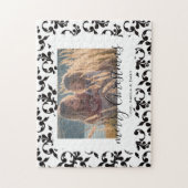 白黒ロココメリークリスマススクリプト写真 ジグソーパズル (縦)