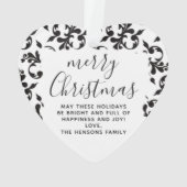 白黒ロココメリークリスマススクリプト オーナメント (裏面)