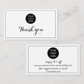 白黒ロゴありがとうビジネス報酬パンチ ロイヤリティカード (正面/裏面)