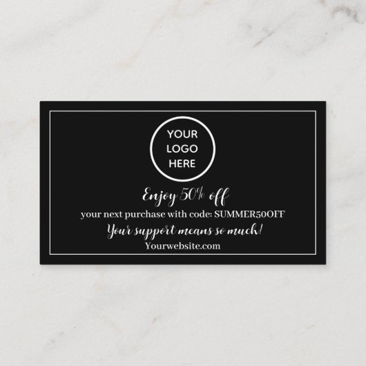 白黒ロゴありがとうビジネス報酬パンチ ロイヤリティカード (裏面)