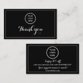 白黒ロゴありがとうビジネス報酬パンチ ロイヤリティカード (正面/裏面)