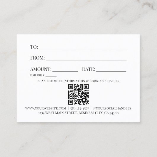 白黒ロゴのギフト券 名刺 (裏面)