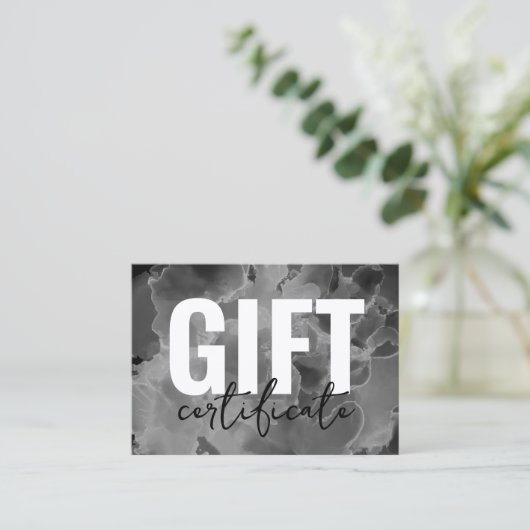 白黒ロゴのギフト券 名刺 (スタンド正面)