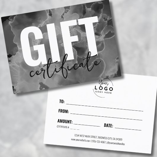 白黒ロゴのギフト券 名刺