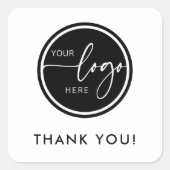 白黒ロゴカスタムビジネスありがとう スクエアシール (正面)