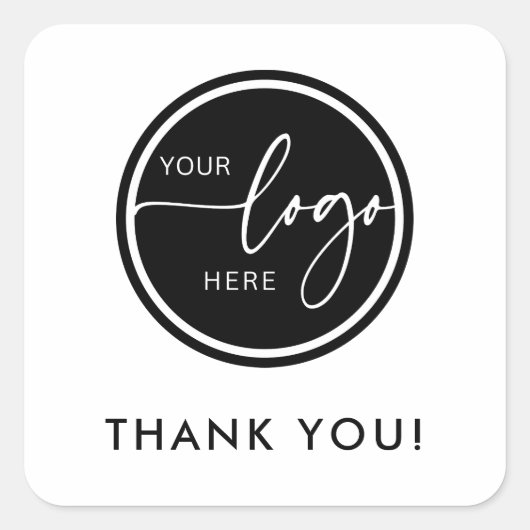 白黒ロゴカスタムビジネスありがとう スクエアシール (正面)
