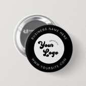 白黒ロゴカスタム文字業務企業の 缶バッジ (正面&裏面)