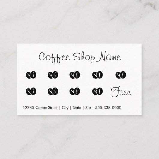 白黒ロゴコーヒーショップパターンロイヤリティB 名刺 (裏面)
