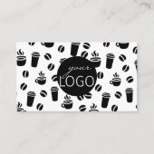 白黒ロゴコーヒーショップパターンロイヤリティB 名刺 (正面)