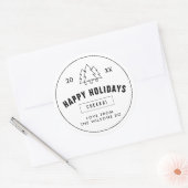 白黒ロゴスタイルモダンクリスマスツリー ラウンドシール (封筒)