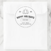 白黒ロゴスタイルモダンクリスマスツリー ラウンドシール (バッグ)