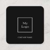 白黒ロゴソーシャルメディアQRコーモダンド スクエア名刺 (正面)