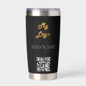 白黒ロゴビジネス企業の 保温保冷タンブラー (背面)