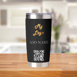 白黒ロゴビジネス企業の 保温保冷タンブラー