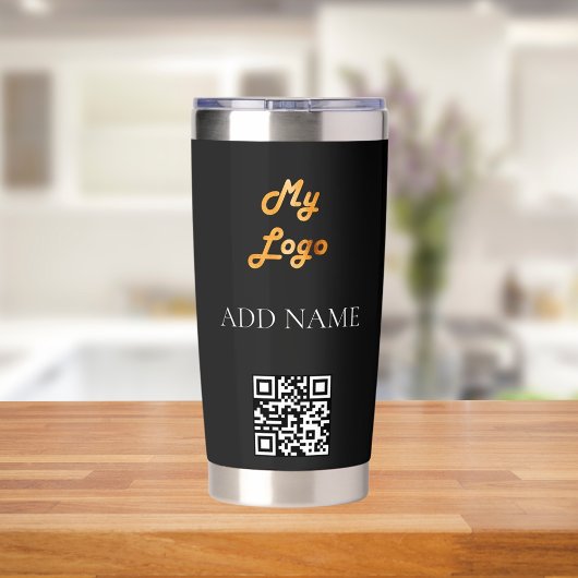 白黒ロゴビジネス企業の 保温保冷タンブラー
