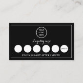 白黒ロゴモダンビジネス報酬パンチ ロイヤリティカード (正面)