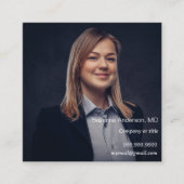 白黒ロゴ写真QRコードのソーシャルメディアのアイコン スクエア名刺 (正面)