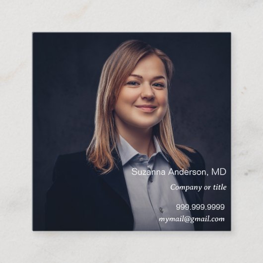 白黒ロゴ写真QRコードのソーシャルメディアのアイコン スクエア名刺 (正面)