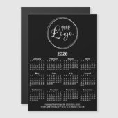 白黒ロゴ 2026年 マグネットカレンダー (正面/裏面)