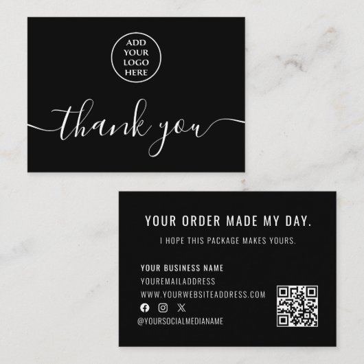白黒ロゴQRコードご注文ありがとうございます 名刺 (正面/裏面)