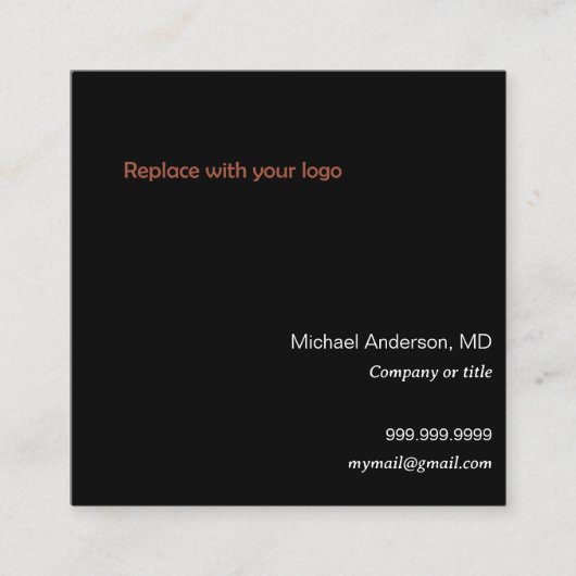 白黒ロゴQRコードSNSアイコン スクエア名刺 (正面)