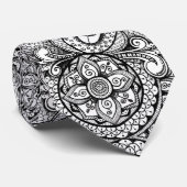 白黒ロゼットフローラペイズリー ネクタイ (ロール)