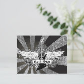 白黒ロックスター電気ギターウィング ポストカード (スタンド正面)