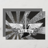 白黒ロックスター電気ギターウィング 招待状 (正面/裏面)