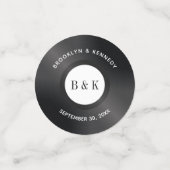 白黒ロックNロールモノグラム名ビニールレコード コンフェッティ (スモール正面)