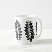 白黒ロビニアリーフプリント コーヒーマグカップ (正面右)