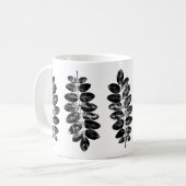 白黒ロビニアリーフプリント コーヒーマグカップ (正面左)