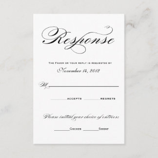 白黒ロマンチックな応答カード- 出欠カード