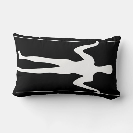 白黒ロングマンジオグリフ古代アート ランバークッション (裏面)