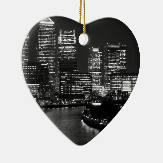 白黒ロンドンシティナイトUKトラベル セラミックオーナメント (右)