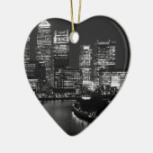 白黒ロンドンシティナイトUKトラベル セラミックオーナメント (左)