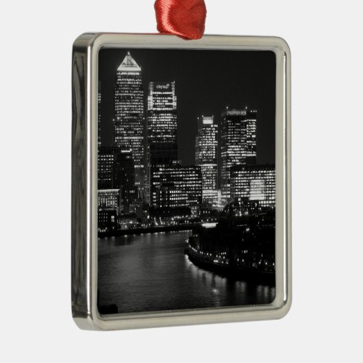 白黒ロンドンシティナイトUKトラベル メタルオーナメント (右)